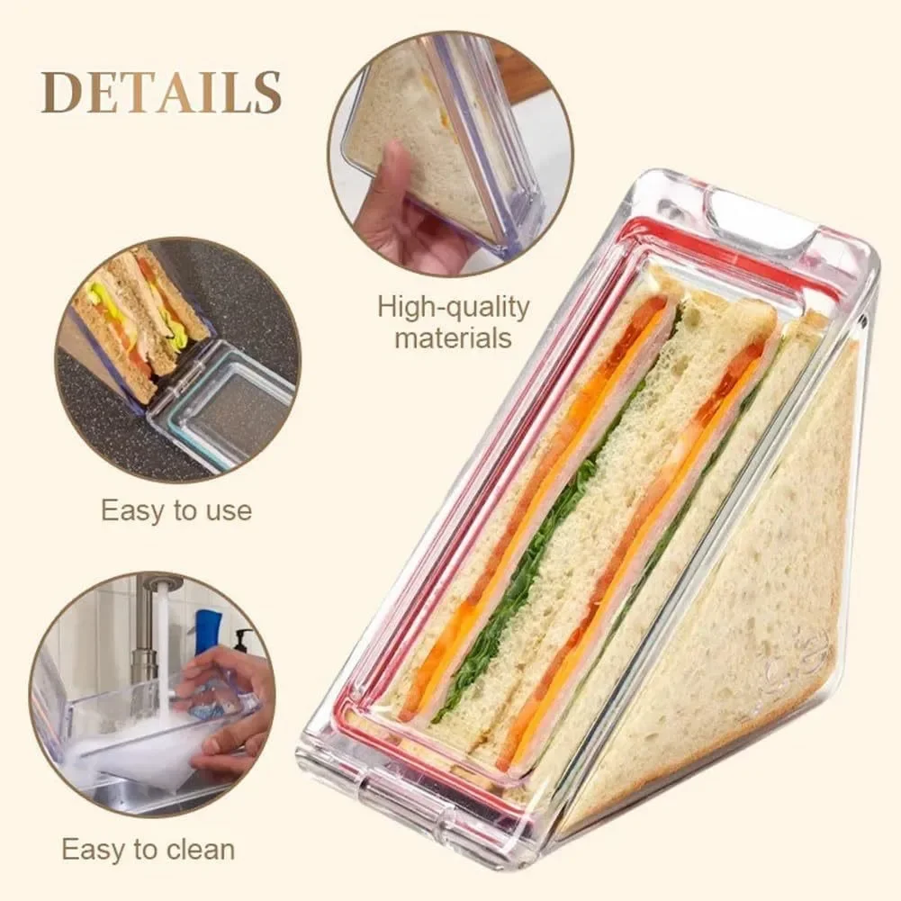 10PCS Triangle Sandwich Container Reusable Airtight Plastic Box, Transparent Portable C... - SKU TSC01457 - UGI Packaging