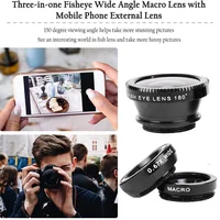Universal 3 in 1 Fish Eye Lens Wide Angle Macro Phone Fisheye Lens Zoom Camera Kits With Phone Clip For iPhone Samsung Xiaomi 3