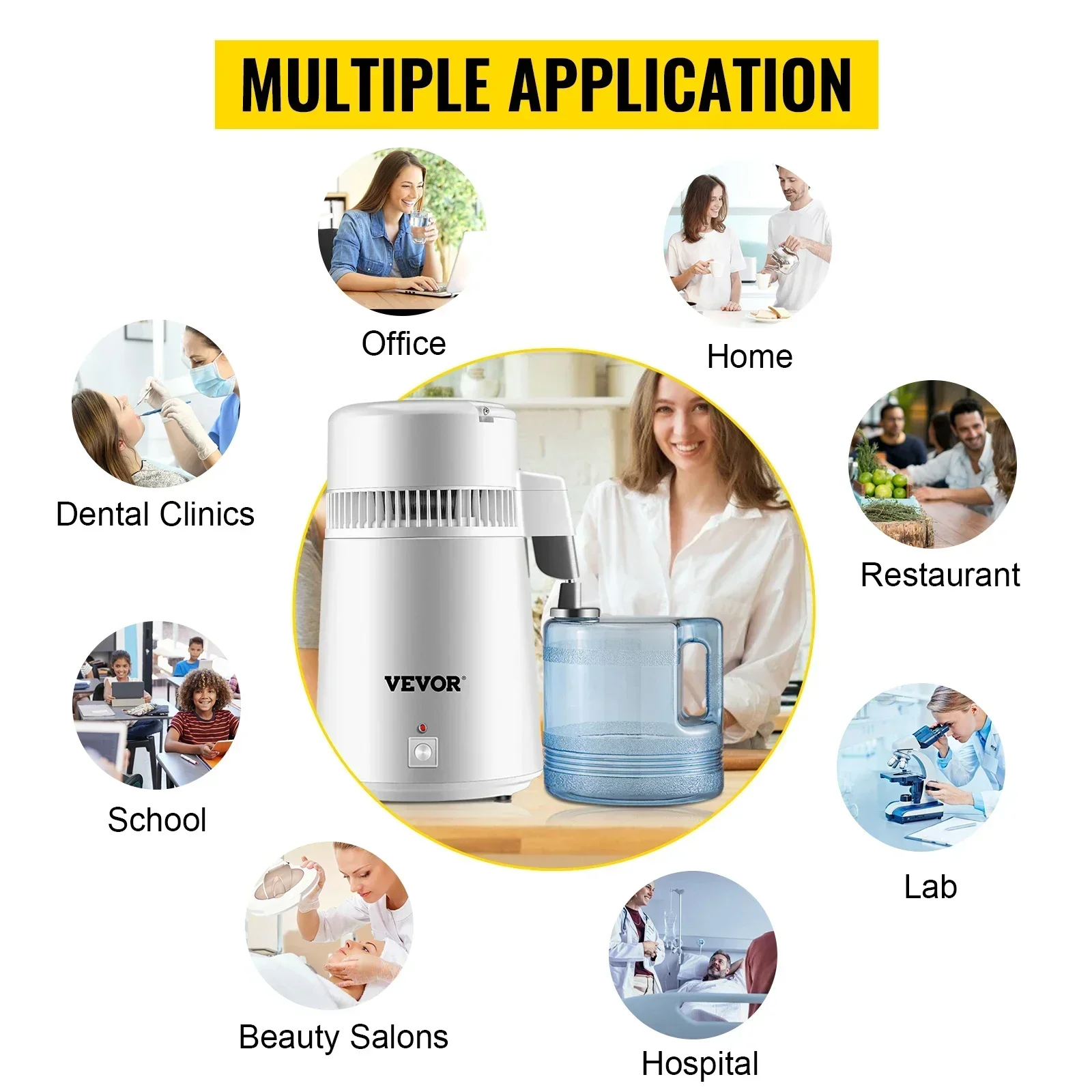 4L Water Distiller Purifier Filter Dispenser Heating Drinking Bottle Softener 304 Stainless Home Appliance for Office Use