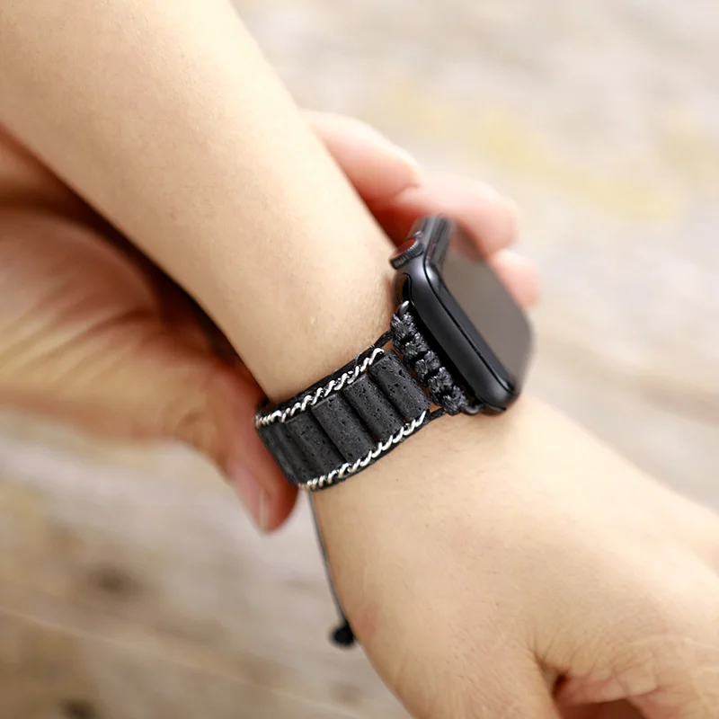 Men's Natural Lava Stone Healing Beaded Smartwatch Bracelet