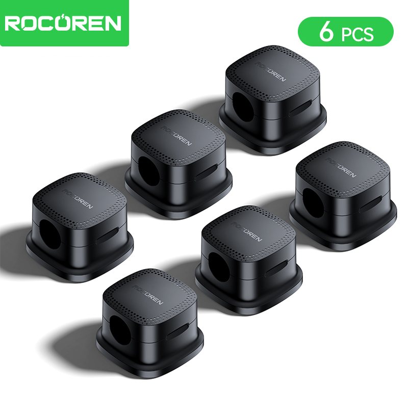 Rocoren Magnetic Cable Organizer Smooth Adjustable Cable Holder Under Desk 6PCS Stable Cable Management Wire Keeper Cable Clips