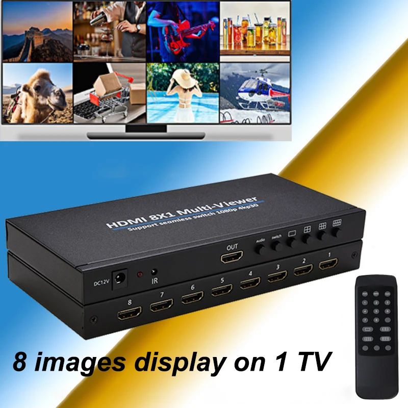 4K 8x1 HDMI Multiviewer 1080p Quad Screen Multi Viewer 8 In 1 Out