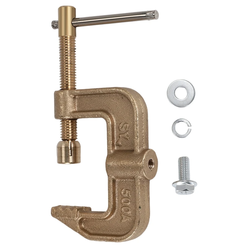 Welding Ground Clamp, 500A Current G-Type Solid Brass Ground Clamp, 43Mm Jaw Width For Tig Mig MMA Welders