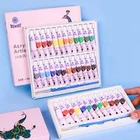 Acrylic Paint & Watercolor Set With Brush 12/24 Colors Pigment 5ml Kids Painting Kit For Beginner Students 2