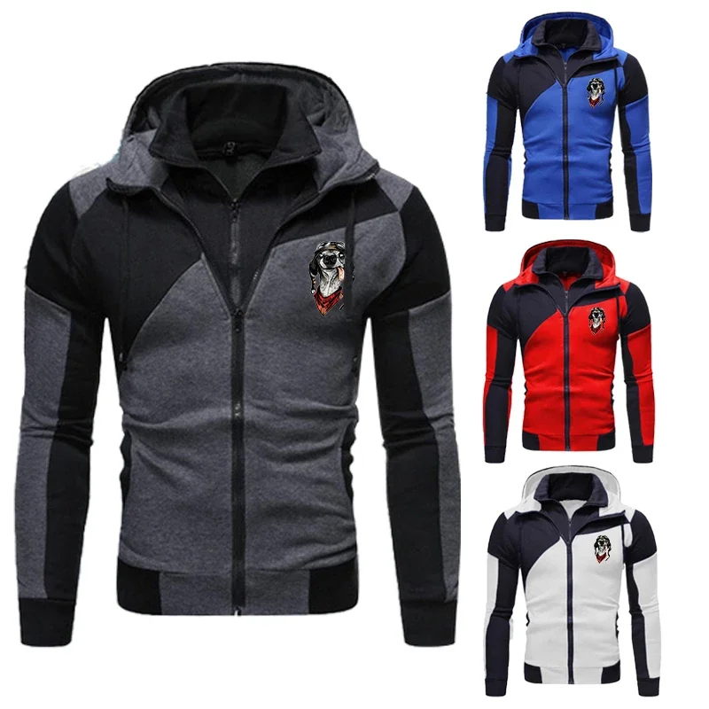 

Fashion Winter Men's Spliced Jacket Mountaineering Jacket Waterproof Outwear Zipper Loose Autumn Fleece Tops Coat Male