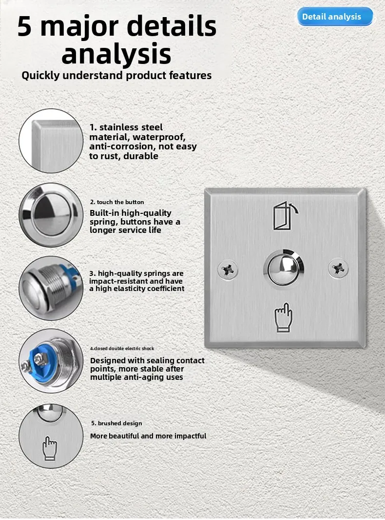 KOB stainless steel waterproof access control switch normally open and normally