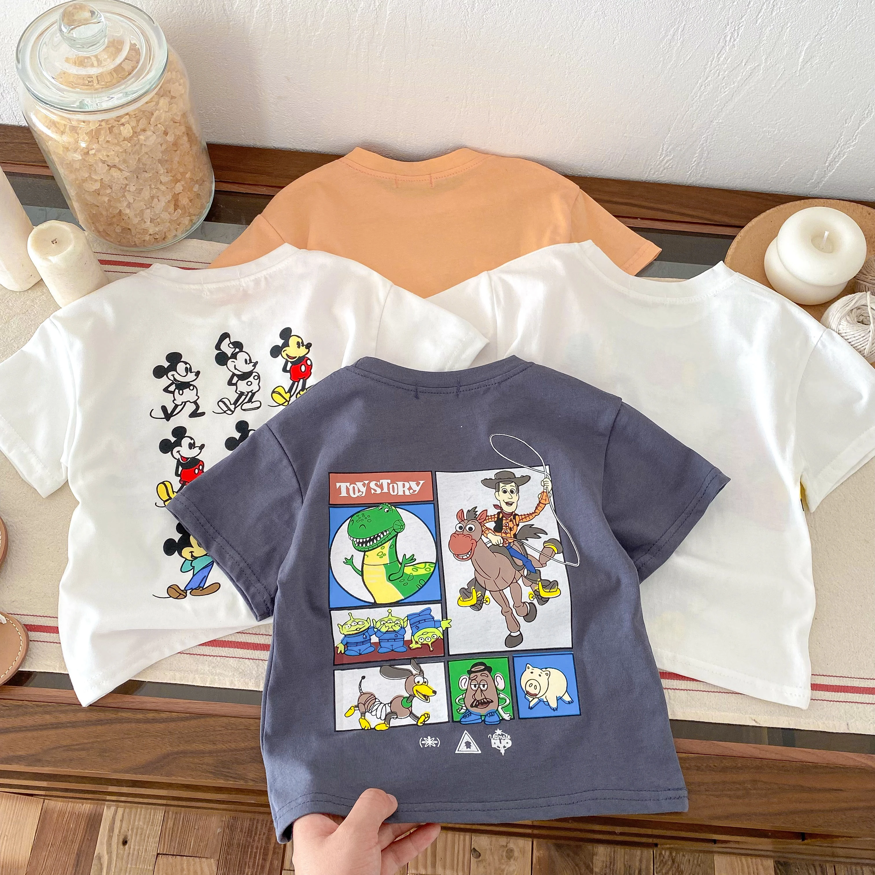 Mickey Mouse Tshirt Cartoon Print Short Sleeve T For Boys And Girls Loose Casual Sports Tops Children Cotton Fashion White Tees 2