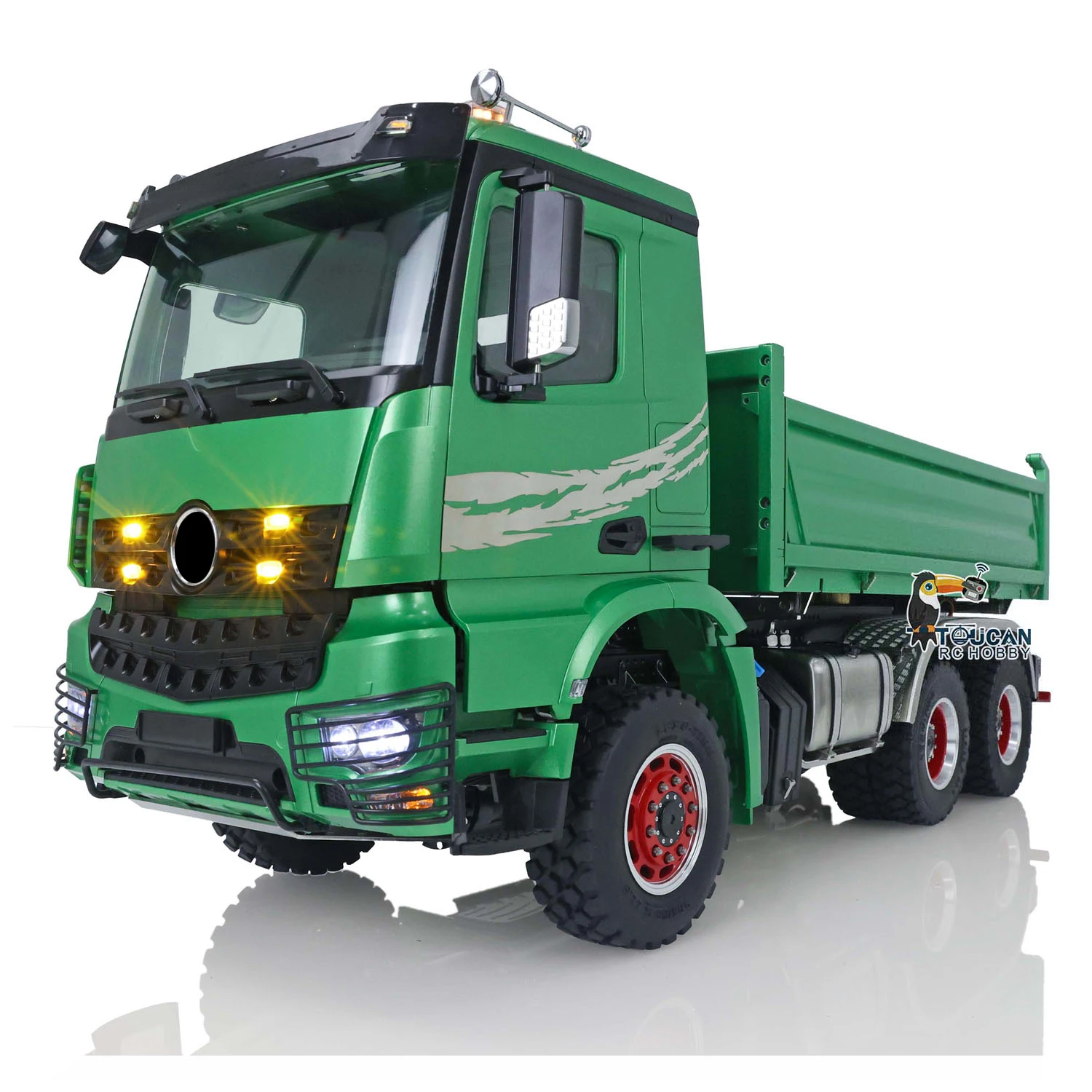 Lesu Metal 1/14 Dumper Idraulico Rc 3 Assi Batteria Radio Ribaltabile A 3 Vie Per Giocattoli Modello Remoted Assemblati Verniciati Thzh1330