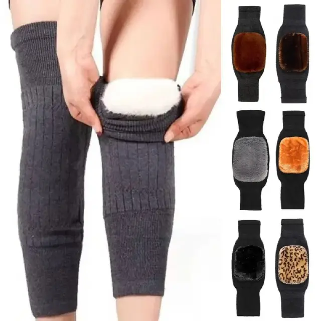 Cold-proof Warm Knee Pads Windproof Elastic Thick Knee Protector with Straps Wraps Leg Thermal Leg Warmers Old Cold Legs 2