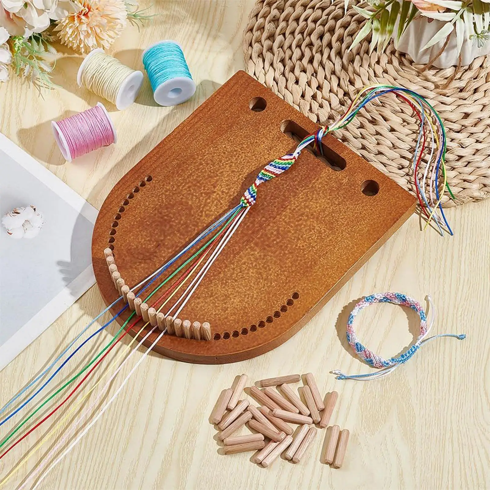 Wooden Bracelet Maker Kit Wooden Jewelry Braiding Accessories Wristband Maker For Kids Girls Children Women Hobbyists