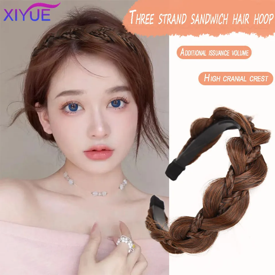 XIYUE  Gourd fish bone braid female wig headband headdress net red new manual braided hair high skull top Fried Dough Twists bra