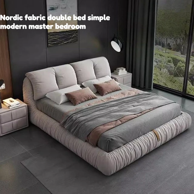 Lit de chambre unique et minimaliste, style nordique, avec rangement, rembourré, design élégant, cadre de lit Queen 180x200cm, accessoires de maison 1