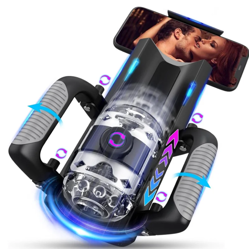 Foldable Handle Phone Stand Automatic Male Masturbator - Sex Toy For Men  With Thrusting, Phone Stand, Foldable Handle, 12cm Stroke, 10 Modes
