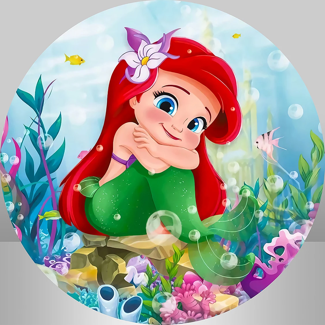 Princess Ariel Little Mermaid Round Circle Backdrop Cover Undersea