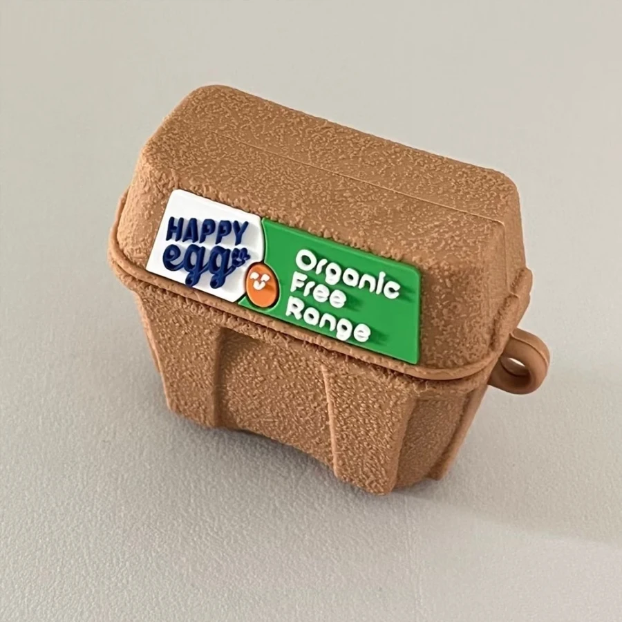 Cute Egg-Shaped Khaki Earphone Case | Lightweight, Anti-Drop Soft Case - A Fun Travel Accessory for Earphone Users and Gadget Enthusiasts