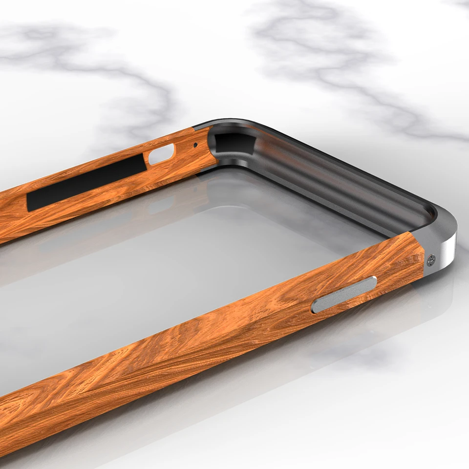 Luxury Natural Wood and Aluminum Phone Case for iPhone
