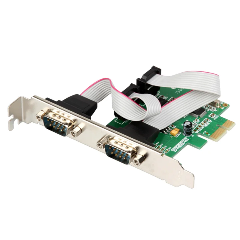 PCI 익스프레스 로우 프로파일 브래킷 포함 2 포트 직렬 카드, RS232 Com Db9 컨트롤러 카드, PCI-E 1.0x1 WCH382 칩