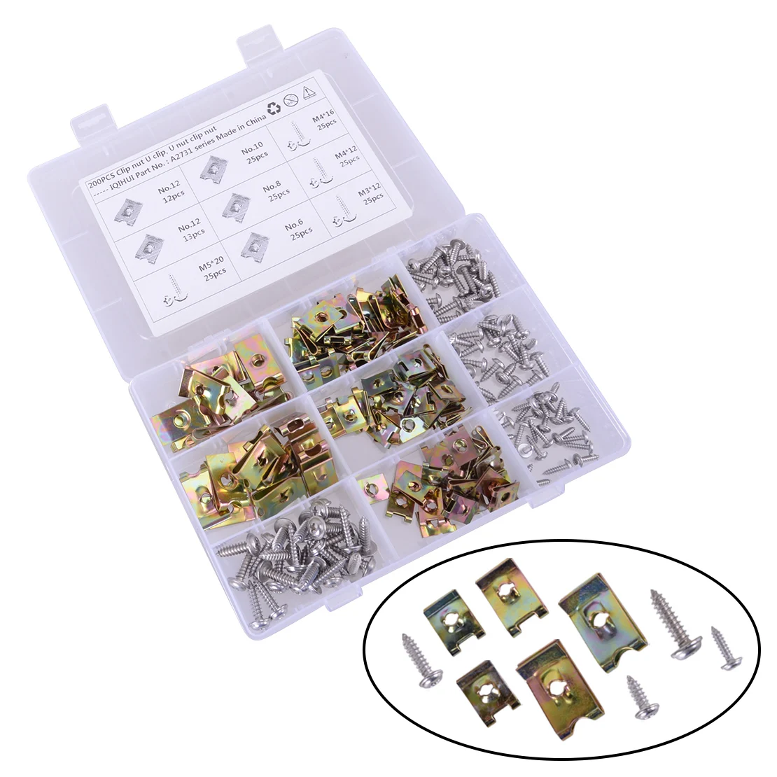 

1 комплект разнообразных U-образных гаек, шпилек, зажим, винт, болт, панель, внутренняя отделка, подходит для универсального автомобиля, высокое качество