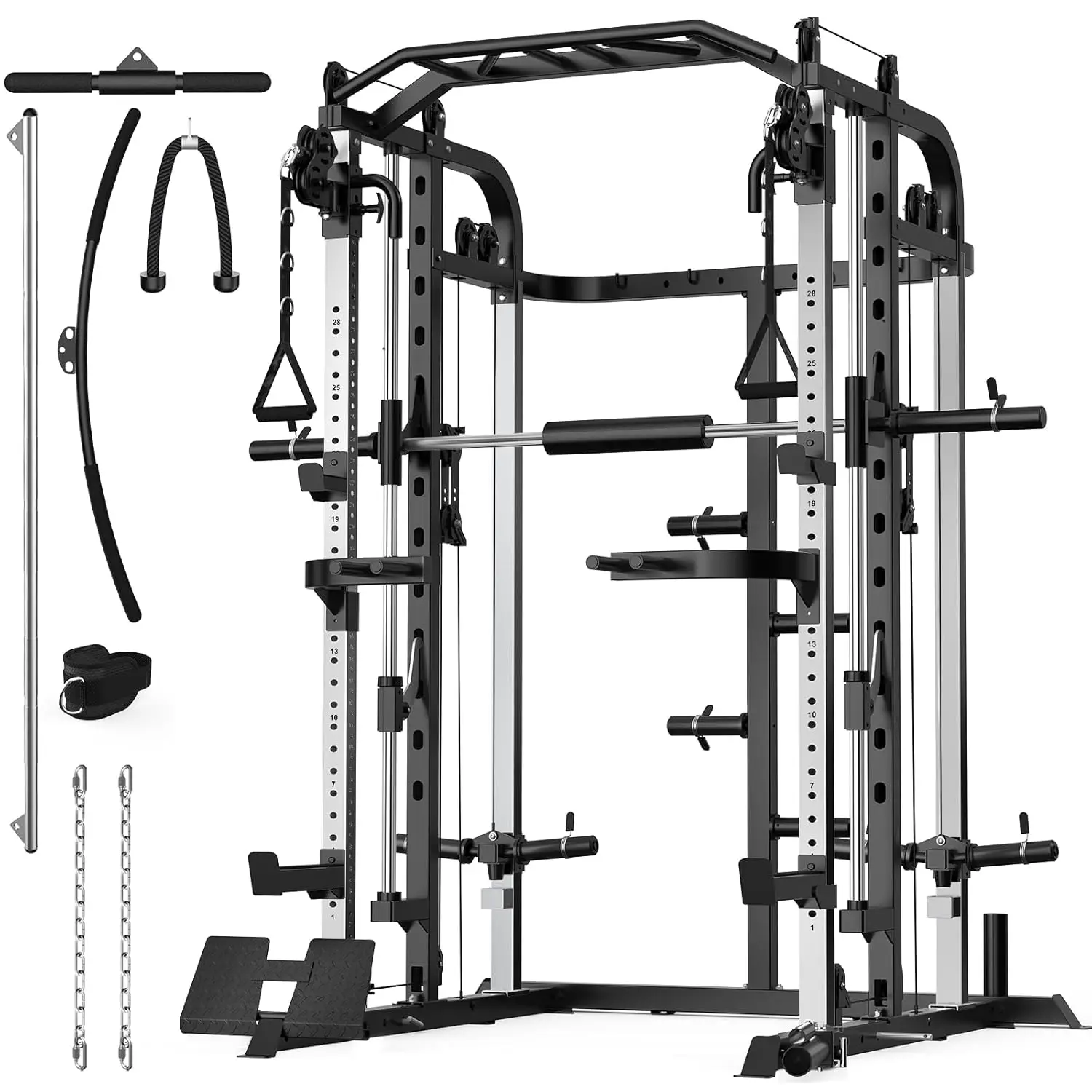 Multifunctional Power Cage Smith Bar Cable Pulley LAT Pull Down Home Gym Strength Training Equipment, Custom 1