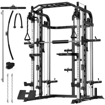 Multifunctional Power Cage Smith Bar Cable Pulley LAT Pull Down Home Gym Strength Training Equipment, Custom 1