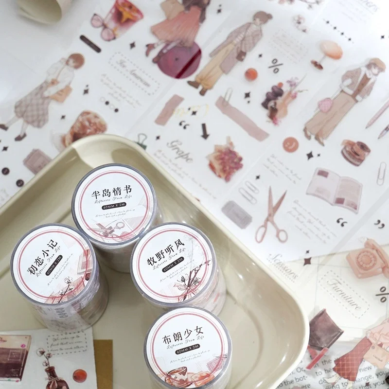 1 롤 라이프 스니펫 시리즈 화이트 잉크 와시 테이프, 저널 스크랩북 콜라주 공예 용품용 DIY 장식 스티커