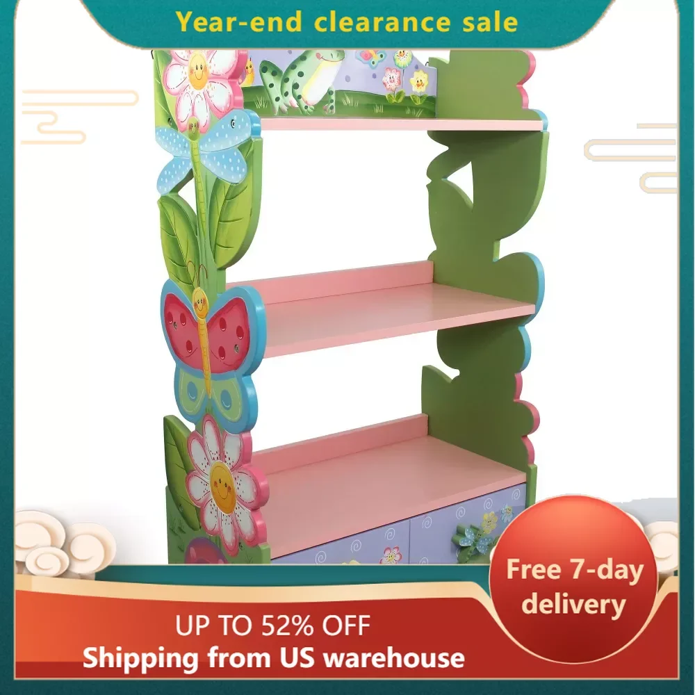 

Magic Garden Kids Wooden Bookshelf With Storage Drawers Shelves for Wall Room Accessories Free Shipping Storage and Organization