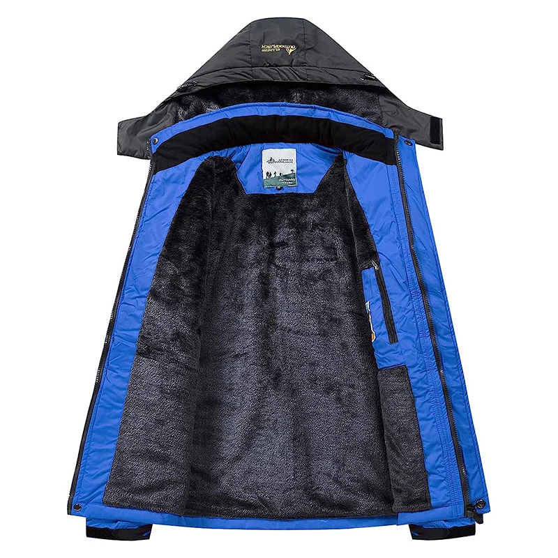 TRVLWEGO Men Jacket Hiking Camping Waterproof Fleece Thermal Coat