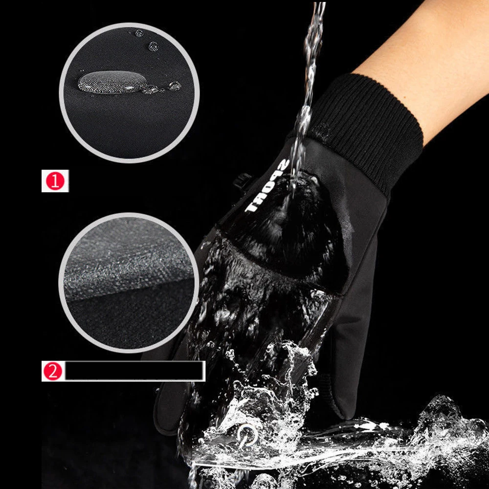 Winter Motorcyclist Gloves for Men Women Cycling Warm Fleece Skiing Bicycle Waterproof Thermal Gloves Gym Touch Screen Anti-slip 4