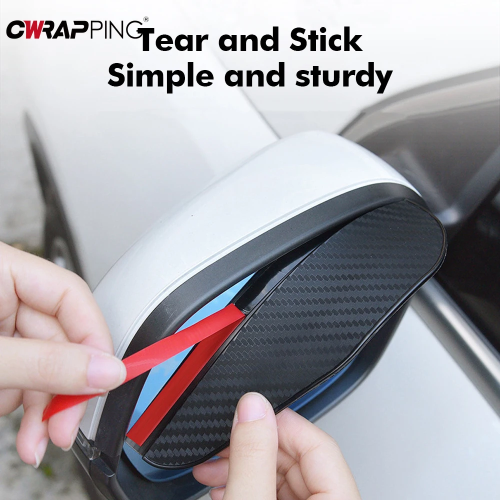 Car Rearview Mirror Rain Eyebrow Carbon Fiber Sun Visor Shade Protector Clear Vision Rain for Car Mirror Organizer Accessories
