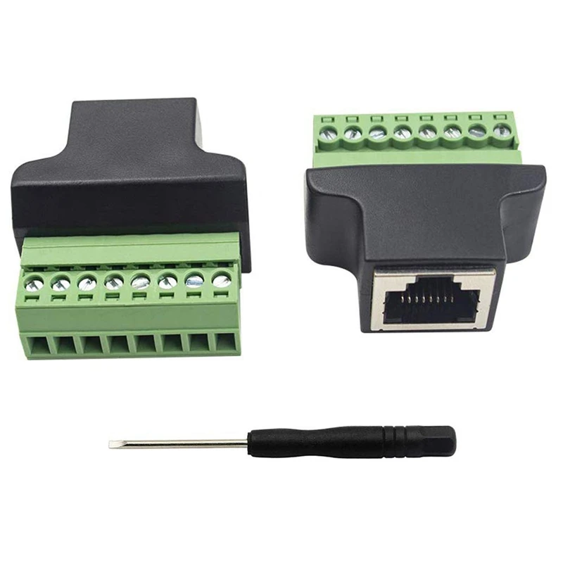 2 упаковки RJ45 /8P8C гнездовой разъем к 8-контактному винтовому коннектору для Cat7/6/5 /5E