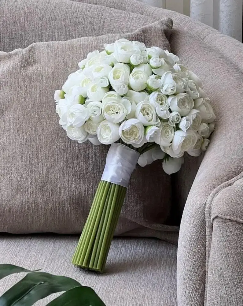 Bridal Bouquet for Wedding White Rose Handmade Artificial Flower Rose wedding bouquets artificial rose flowers