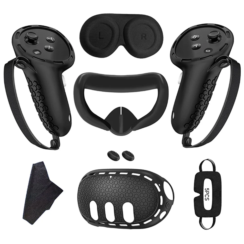 

7 PCS Silicone Lens Protector Cover Anti-Fall VR Protective Case VR Headset Cover Controller Grips Cover for Meta Quest 3 Parts