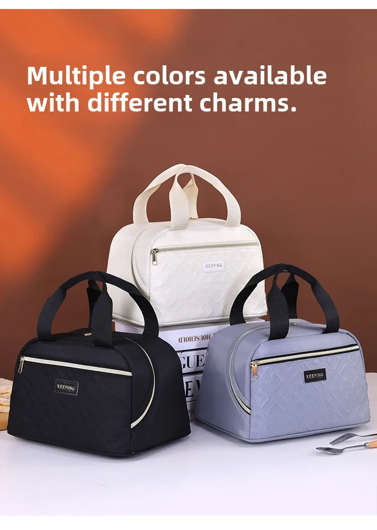 Neue stilvolle isolierte Lunchtasche – Thermo-Lebensmitteltasche für Büro, Schule und Picknick, auslaufsichere Bento-Box-Träger mit Griffen – Detail 10