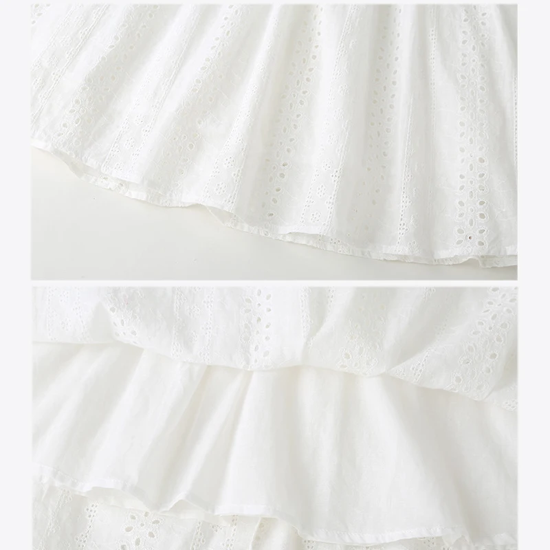 Vintage White Girls Princess Dresses Spring Autumn Teenage Girls Cute Long Sleeve Dress Girl Costume Sweet Cotton Child Clothes