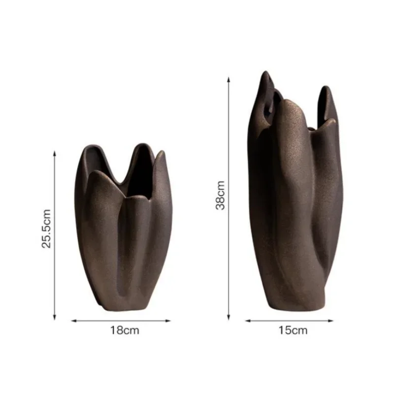 Ceramic Vase Irregular Pleated Scrub Ceramic Handicraft Flower Vase Floral Arrangement Accessories Terrarium Home Decoration 5