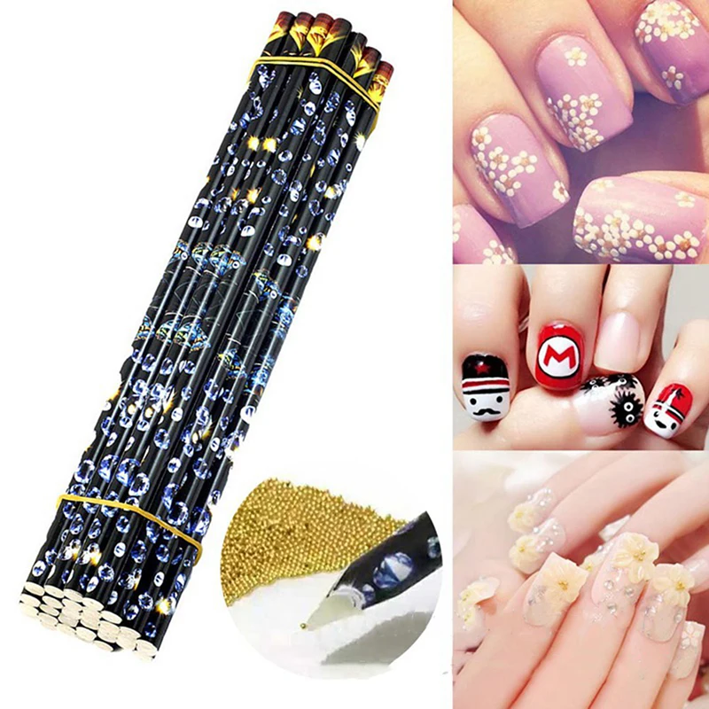 Profressional Nail Dotting Tool Beads Gems Studs Picker DIY Handmade Nail Art Rhinestone Wax Pen Diamond Pen 1/2Pcs