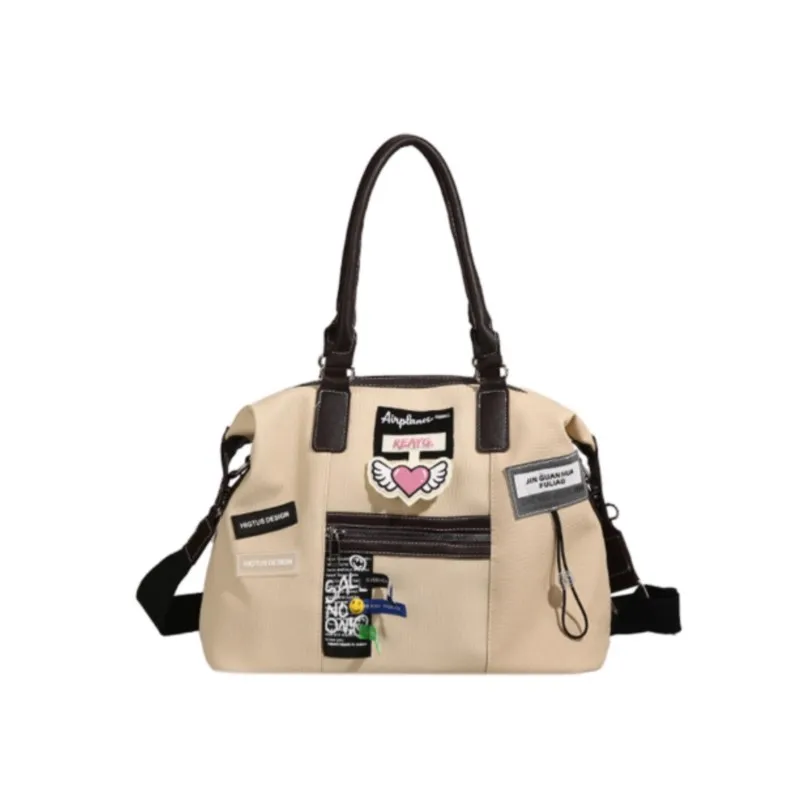 JIAERDI Vintage Creative Label Tote Bag Women Zipper Large Capacity Handbag Ladies Soft Casual Commute Travel Crossbody Bag 2025