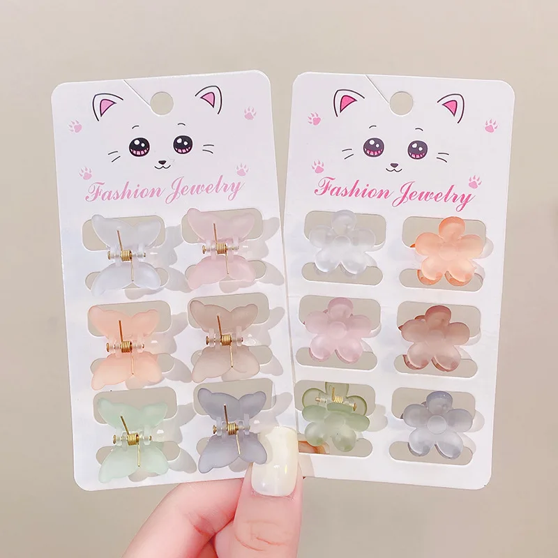 6 teile/satz Frauen Mädchen Nette Bunte Schmetterling Blume Kleine Acryl Haar Krallen Süße Haar Clips Haarnadeln Mode Haar Zubehör – Detail 3