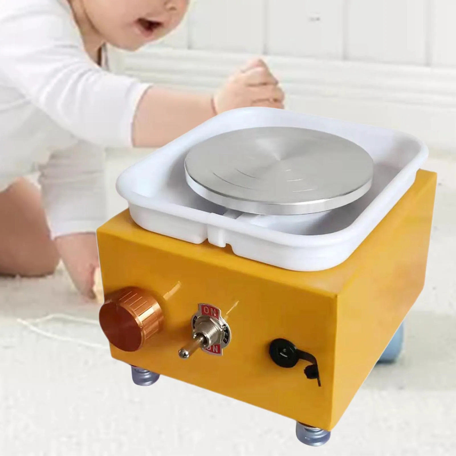 Pottery wheel electric pottery wheel ceramic trimming wheel turntable tray DIY tool machine for children school teaching beginner EU plug ceramic tools