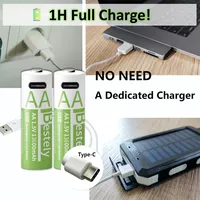 Batterie AA 1,5 V 13600 mAh USB-C rechargeable, batterie au lithium à charge rapide avec câble gratuit, plus de 2000 cycles pour appareils photo, jouets, souris 4