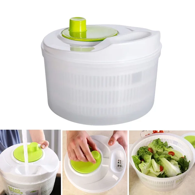 Multifunction Salad Spinner Lettuce Dryer Manual Vegetable Drainer Crisper Strainer For Washing Drying Leafy Kitchen Accesosries 1
