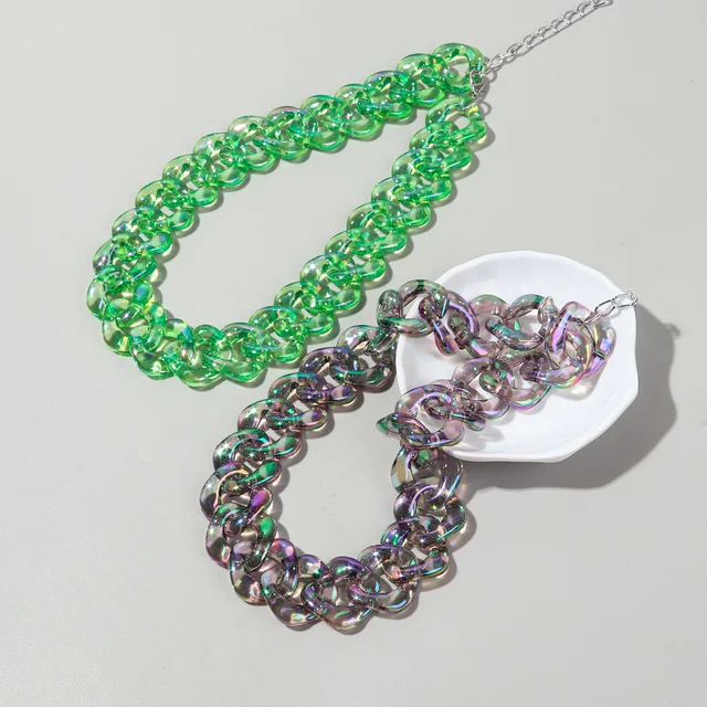 Acrylic Chain Earrings Bracelet Choker 4pcs Set 38