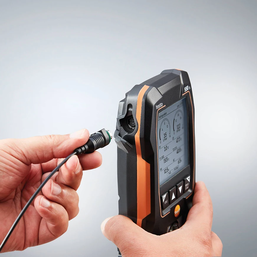 Smart digital manifold Bluetooth 2-way valve block fixed cable clamp temperature probes testo 550s 0564 5501