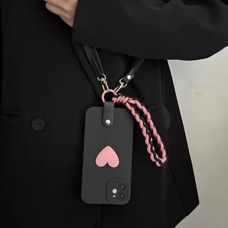 Crossbody Lanyard Wrist Strap Love Heart Silicone Case
