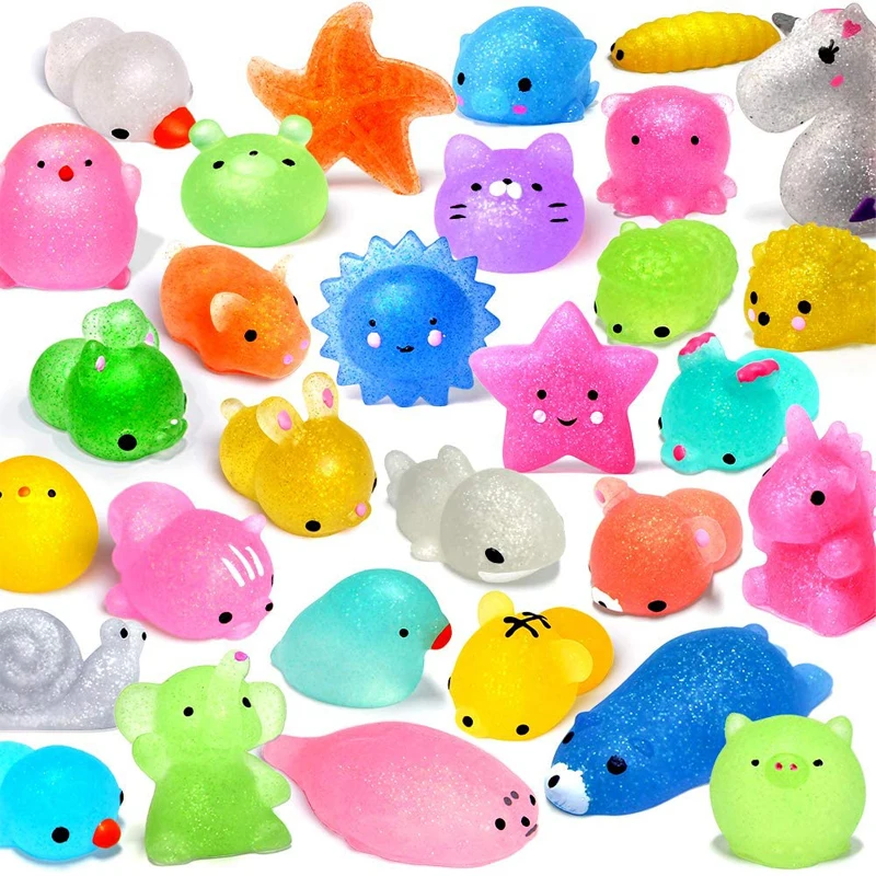 30PCS Glitter Mochi Squishies Halloween Toys Kids Birthday Party Favors Bags Filled Regalos Para Cumplea&ntilde;os Infantil Invitados