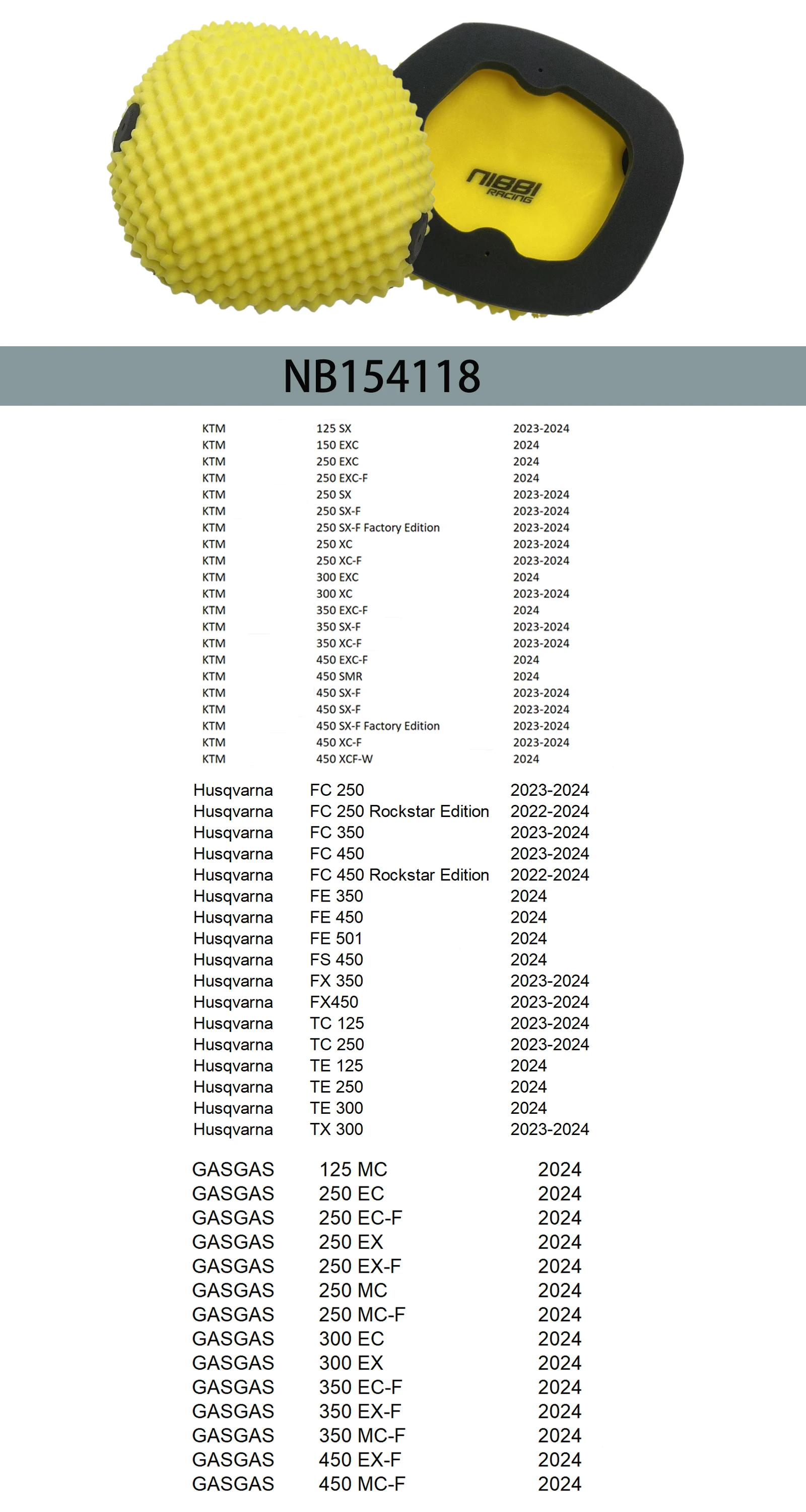 NIBBI Motorrad Hochleistungs-Luftfilter Schaumstoff-Luftfilter Reiniger Roller Husqvarna Motor Dirt Pit Bike Racing Zubehör – Detail 6