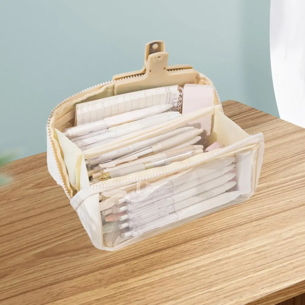

Durable Pencil Bag Capacity Pencil Bag Durable Versatile 3-layer Transparent Pencil Case Capacity Stationery for School