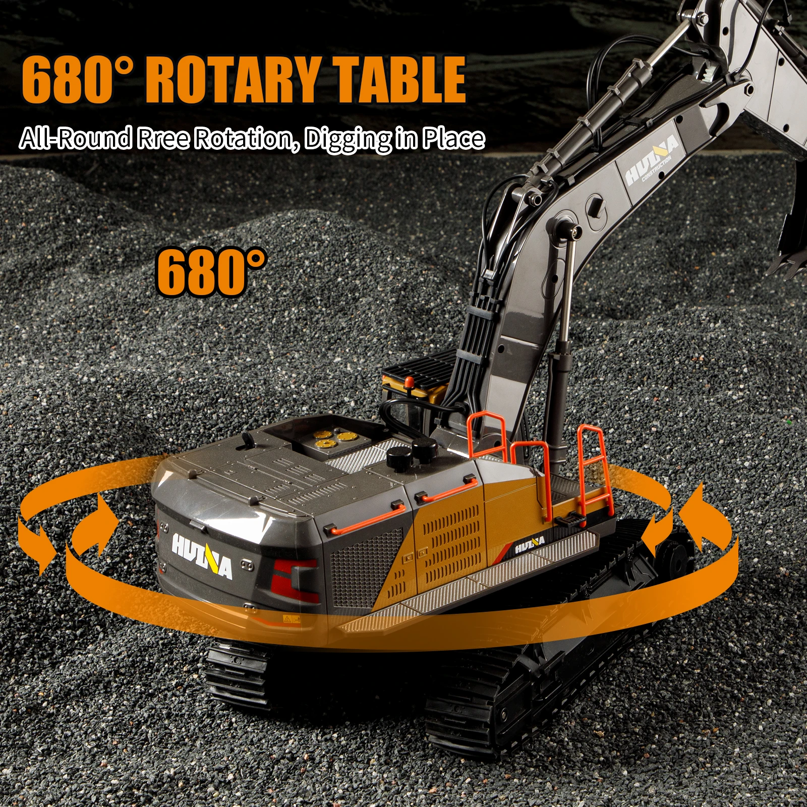 HUINA 1/14 RC Alloy Remote Control Excavator 2.4GHZ 22CH Wireless Remote Control Engineering Vehicle Model Boy Children's Toy 4