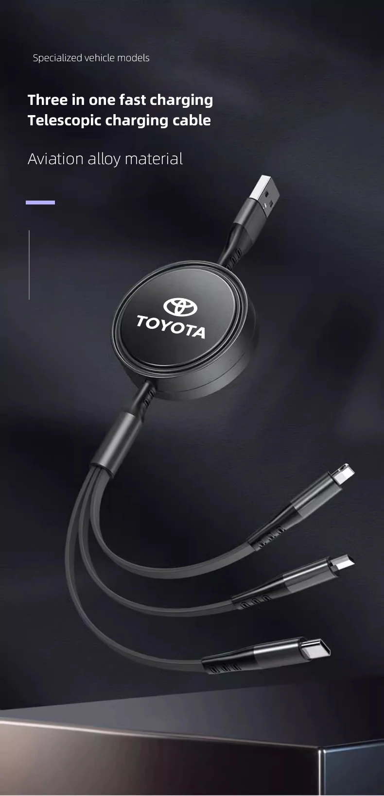Car logo 100w fast charging cable tool For Toyota Hilux Yaris Corolla CHR Axio Supra Camry Land Avalon Mark-X Harrier Venza Aqua 5 S7e2a3532155e4f289444ae20d62f2eb4t