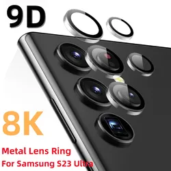 Camera Lens Glass for Samsung S22 Ultra 5G Metal Lens Ring Tempered Glass for Samsung Galaxy S23 S22 Ultra 5G Camera Lens Cover